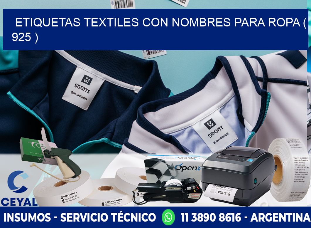 ETIQUETAS TEXTILES CON NOMBRES PARA ROPA ( 925 )