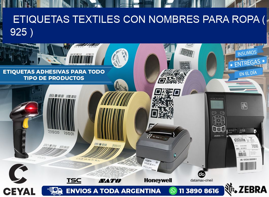 ETIQUETAS TEXTILES CON NOMBRES PARA ROPA ( 925 )