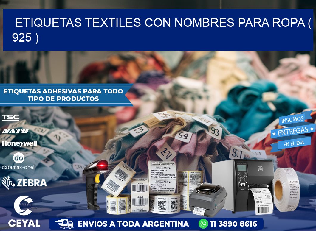 ETIQUETAS TEXTILES CON NOMBRES PARA ROPA ( 925 )