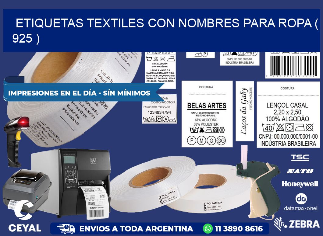 ETIQUETAS TEXTILES CON NOMBRES PARA ROPA ( 925 )
