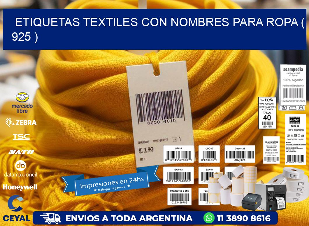 ETIQUETAS TEXTILES CON NOMBRES PARA ROPA ( 925 )