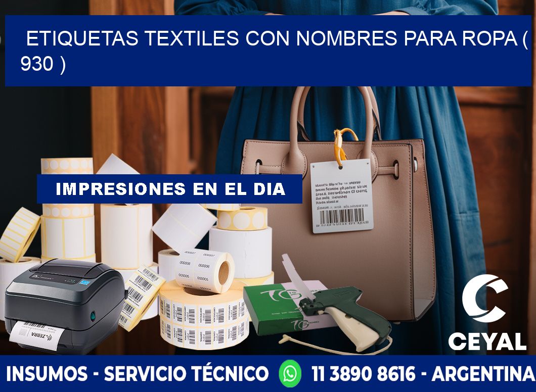 ETIQUETAS TEXTILES CON NOMBRES PARA ROPA ( 930 )