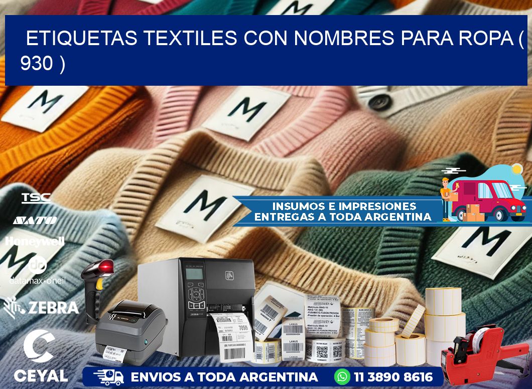 ETIQUETAS TEXTILES CON NOMBRES PARA ROPA ( 930 )