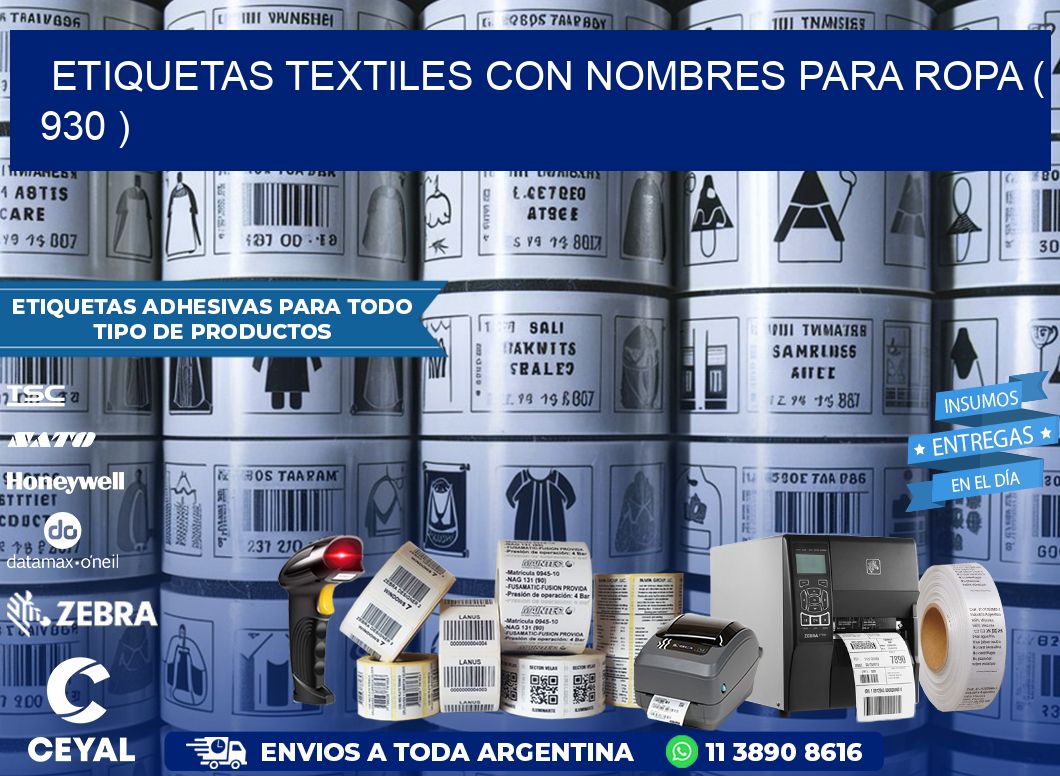 ETIQUETAS TEXTILES CON NOMBRES PARA ROPA ( 930 )