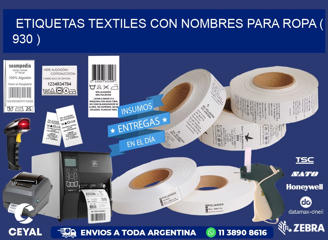 ETIQUETAS TEXTILES CON NOMBRES PARA ROPA ( 930 )