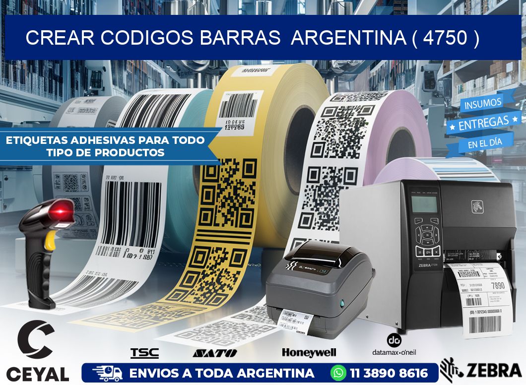 crear codigos barras  argentina ( 4750 )