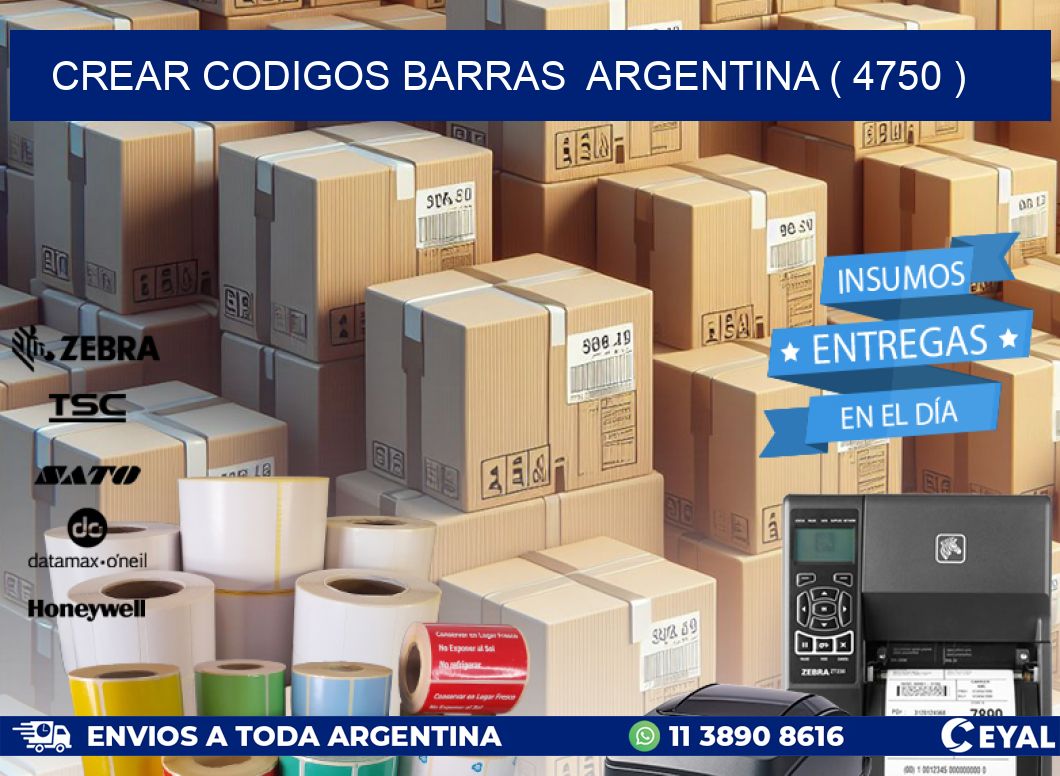 crear codigos barras  argentina ( 4750 )