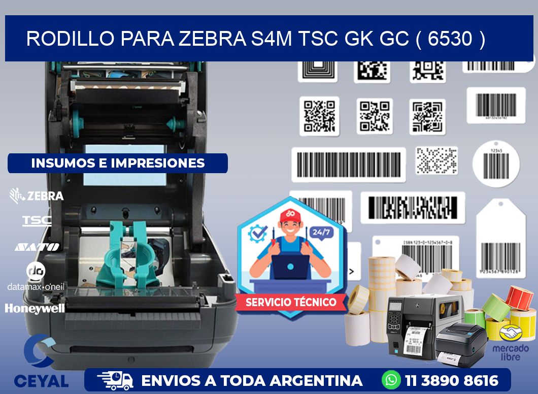 rodillo para zebra S4M TSC GK GC ( 6530 )