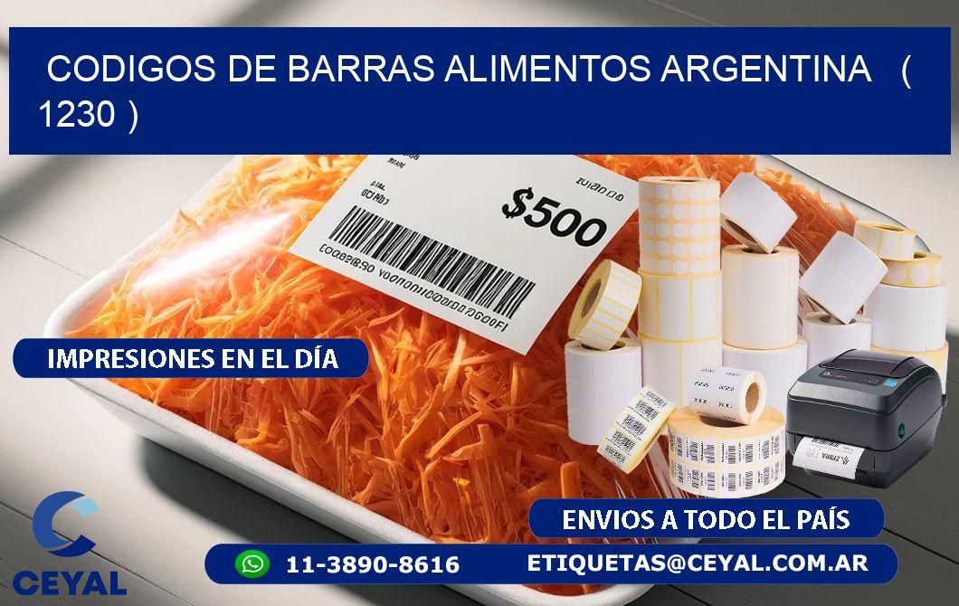 CODIGOS DE BARRAS ALIMENTOS ARGENTINA   ( 1230 )