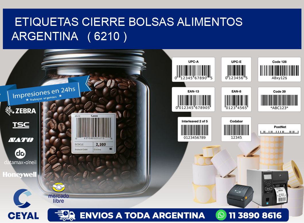 ETIQUETAS CIERRE BOLSAS ALIMENTOS ARGENTINA   ( 6210 )