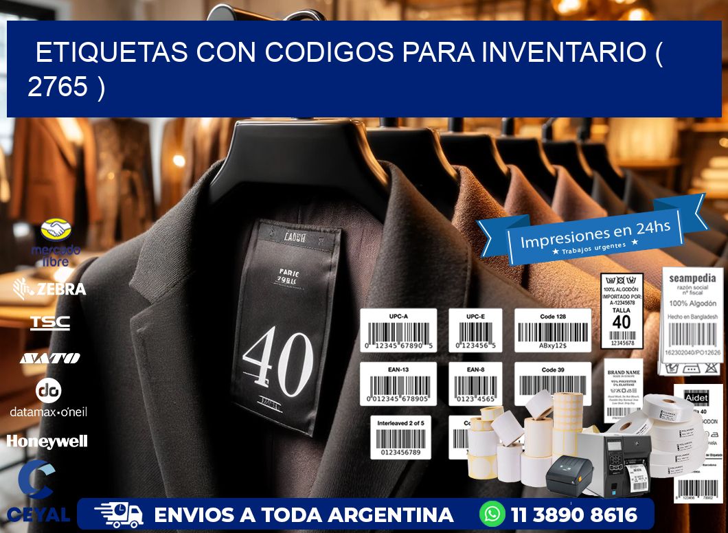 ETIQUETAS CON CODIGOS PARA INVENTARIO ( 2765 )