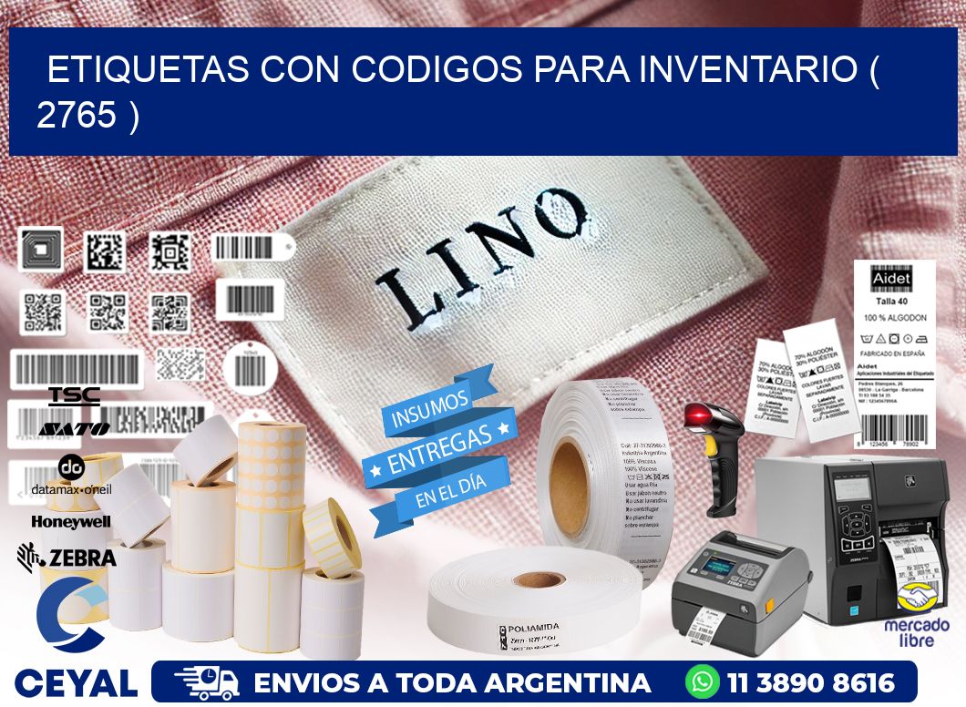 ETIQUETAS CON CODIGOS PARA INVENTARIO ( 2765 )