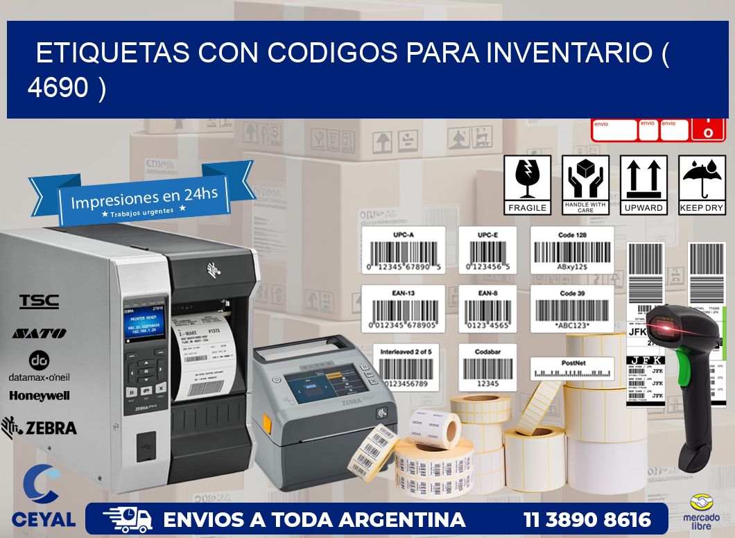 ETIQUETAS CON CODIGOS PARA INVENTARIO ( 4690 )