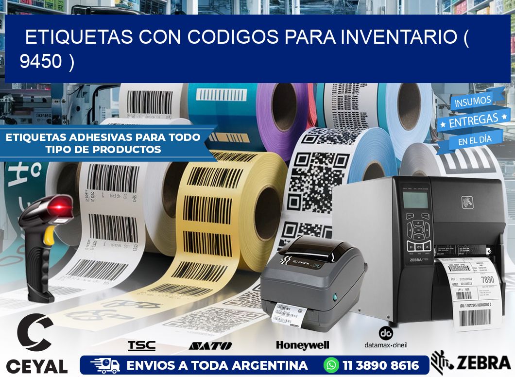 ETIQUETAS CON CODIGOS PARA INVENTARIO ( 9450 )