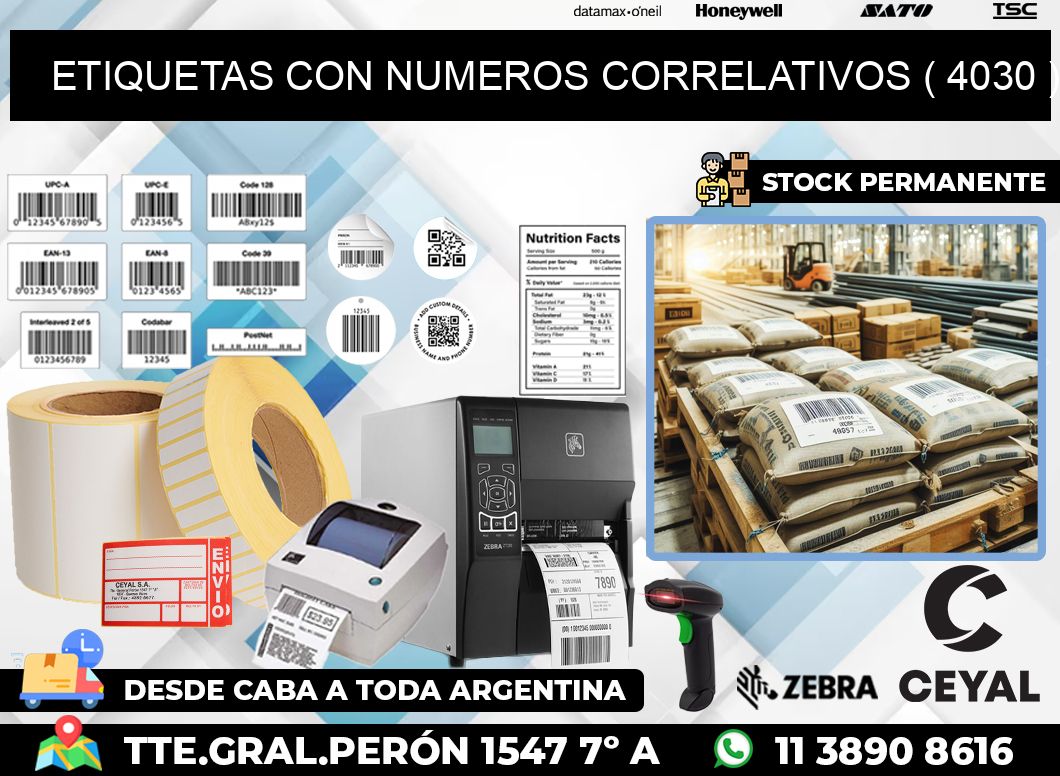 ETIQUETAS CON NUMEROS CORRELATIVOS ( 4030 )
