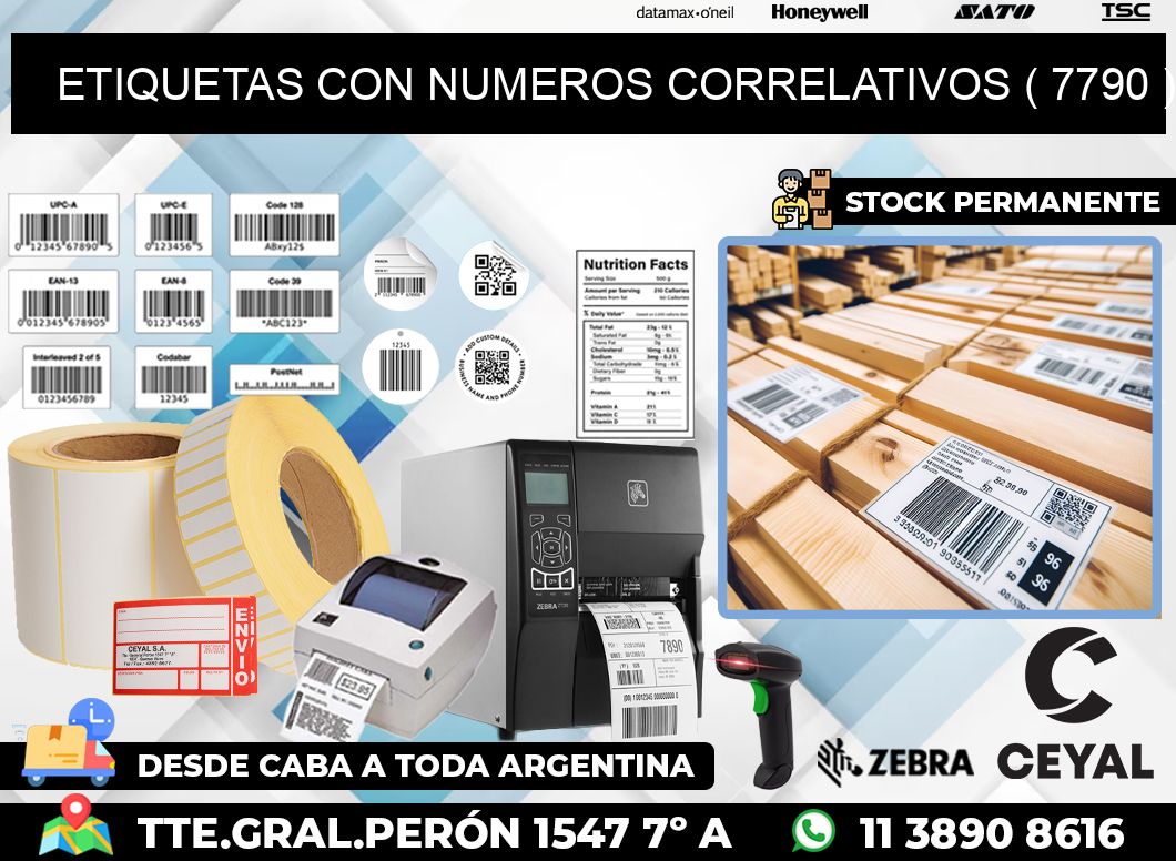 ETIQUETAS CON NUMEROS CORRELATIVOS ( 7790 )