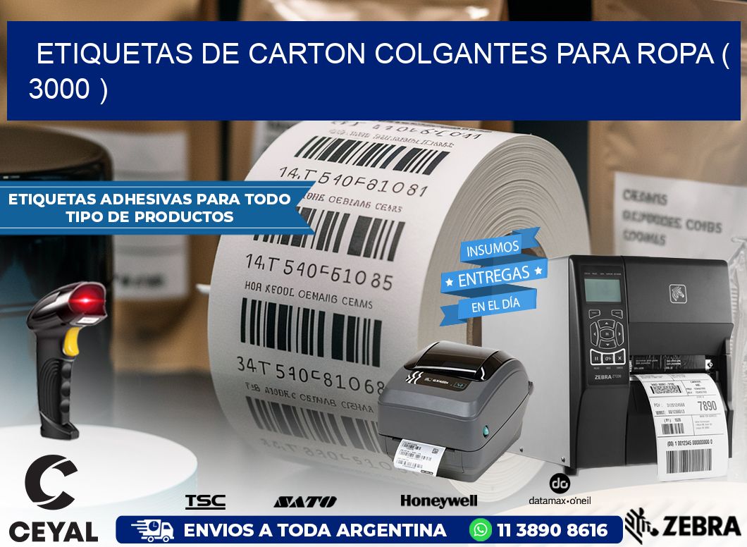 ETIQUETAS DE CARTON COLGANTES PARA ROPA ( 3000 )