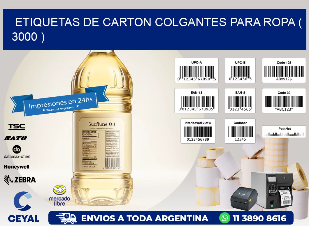 ETIQUETAS DE CARTON COLGANTES PARA ROPA ( 3000 )