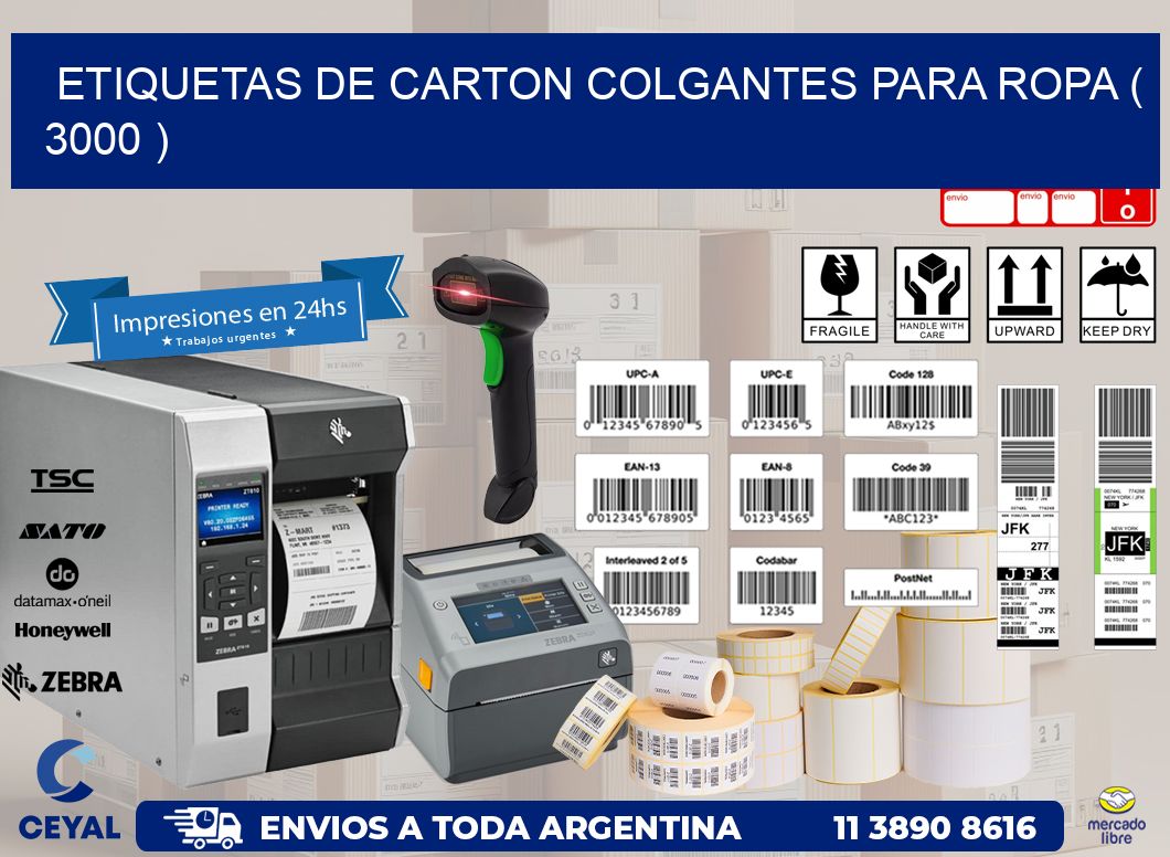 ETIQUETAS DE CARTON COLGANTES PARA ROPA ( 3000 )