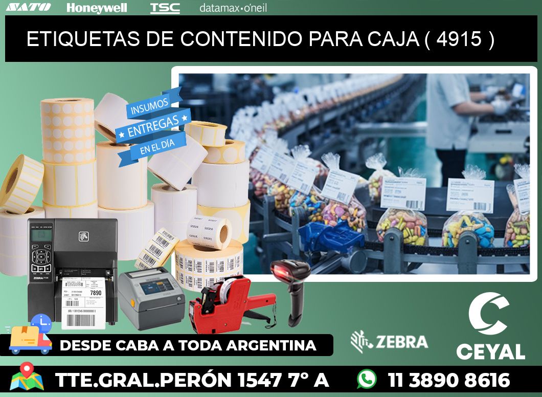 ETIQUETAS DE CONTENIDO PARA CAJA ( 4915 )