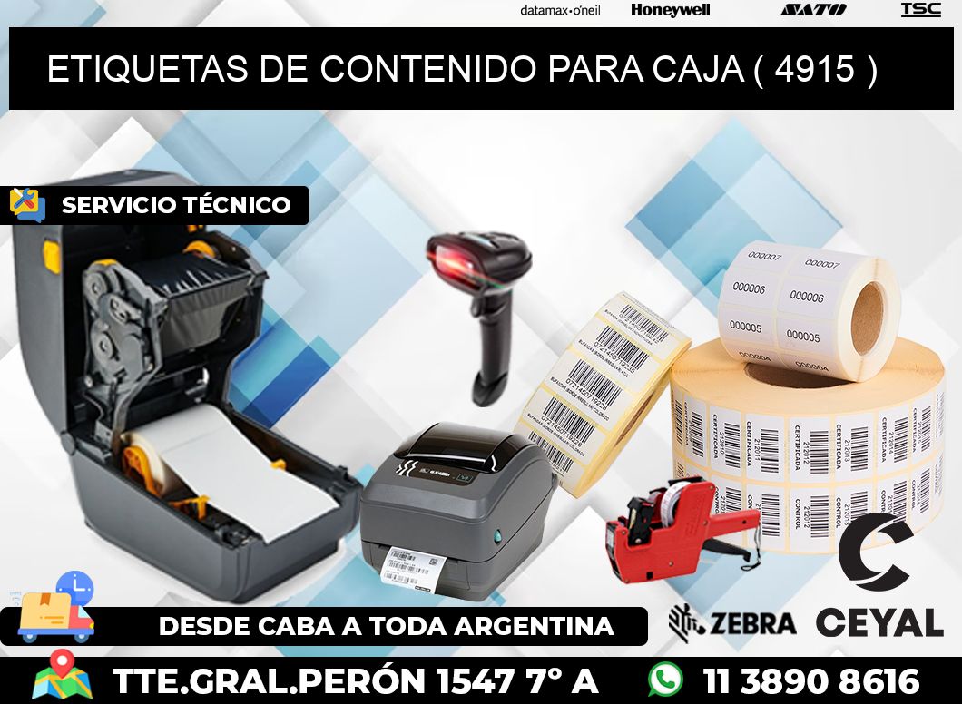 ETIQUETAS DE CONTENIDO PARA CAJA ( 4915 )