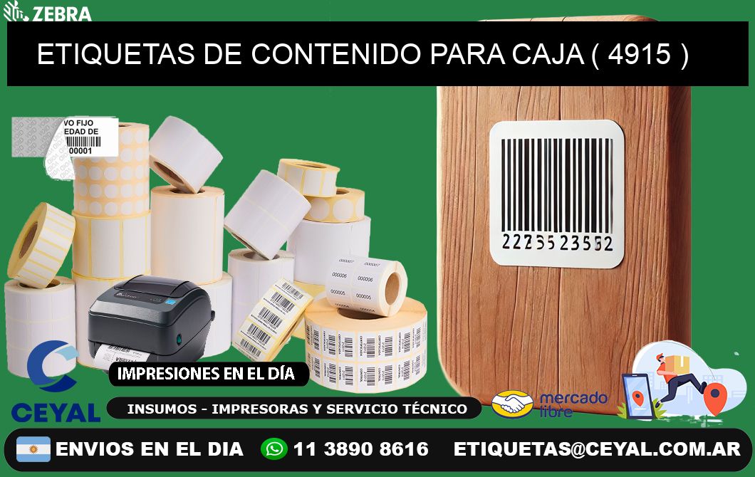 ETIQUETAS DE CONTENIDO PARA CAJA ( 4915 )