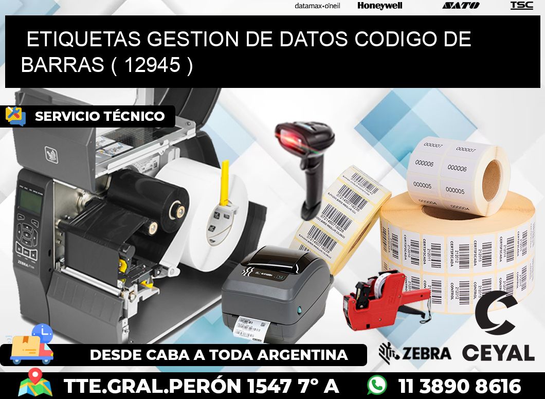 ETIQUETAS GESTION DE DATOS CODIGO DE BARRAS ( 12945 )