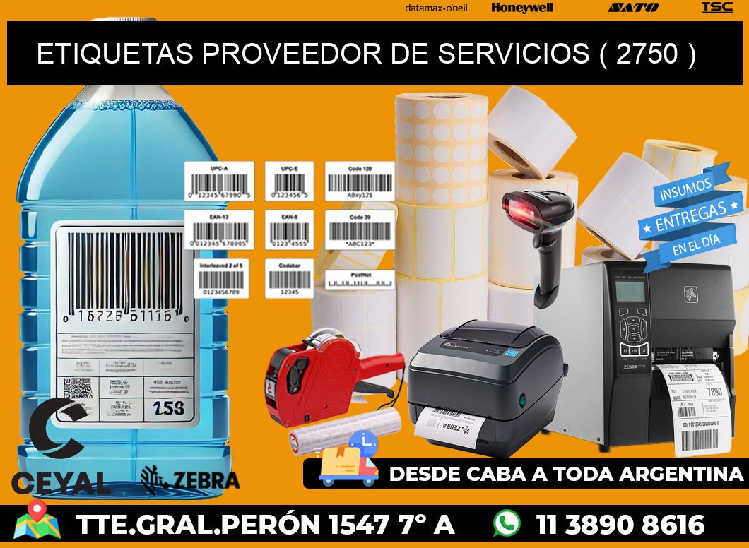 ETIQUETAS PROVEEDOR DE SERVICIOS ( 2750 )