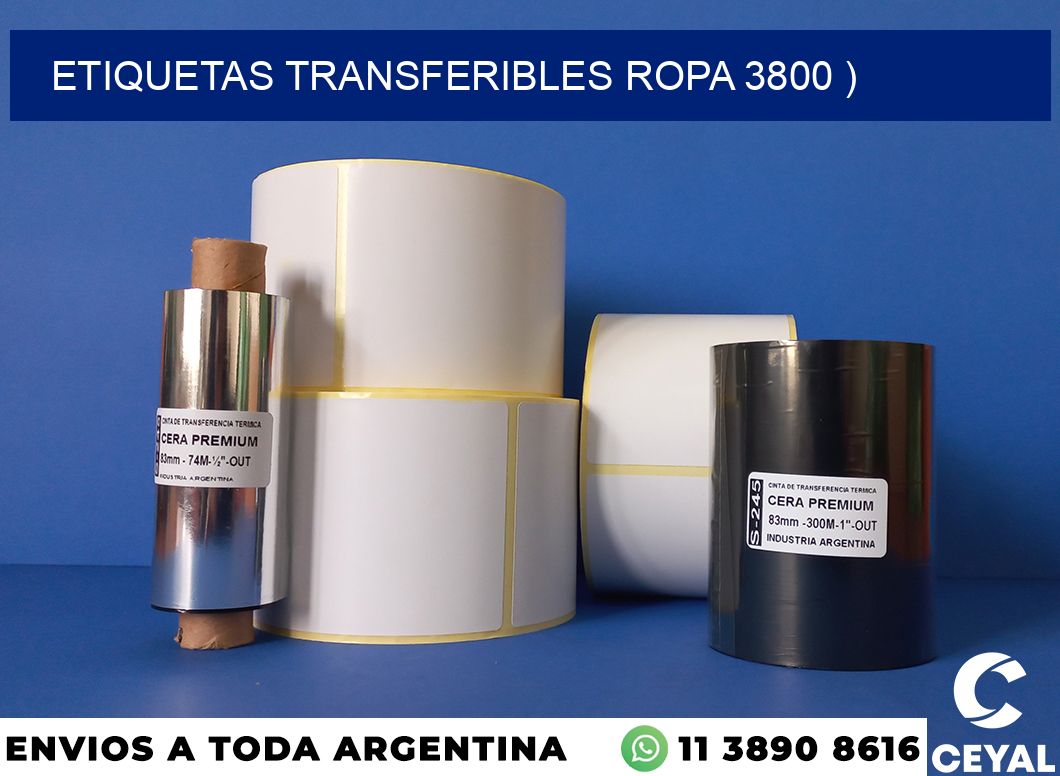 ETIQUETAS TRANSFERIBLES ROPA 3800 )