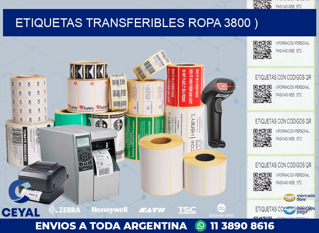 ETIQUETAS TRANSFERIBLES ROPA 3800 )