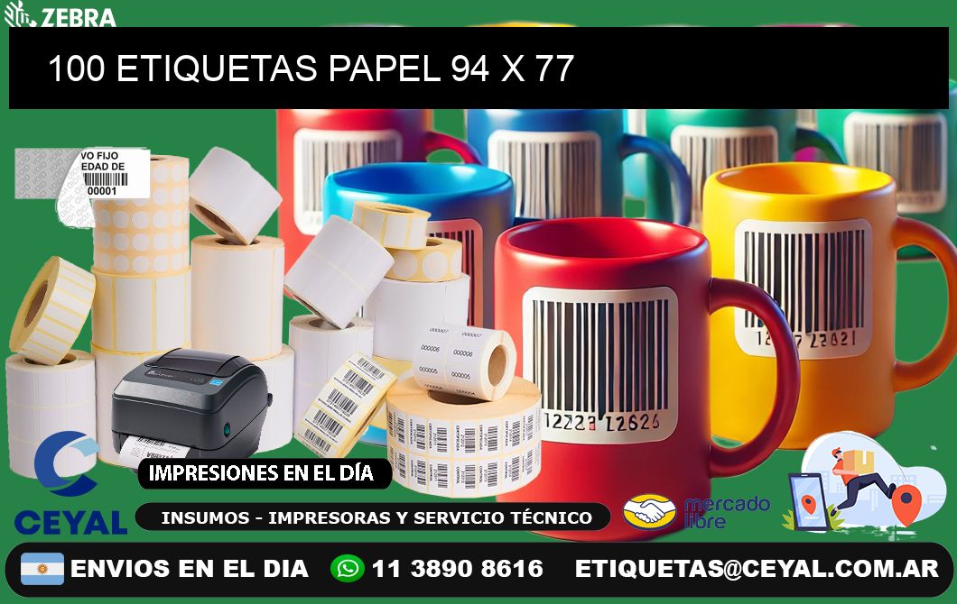 100 ETIQUETAS PAPEL 94 x 77