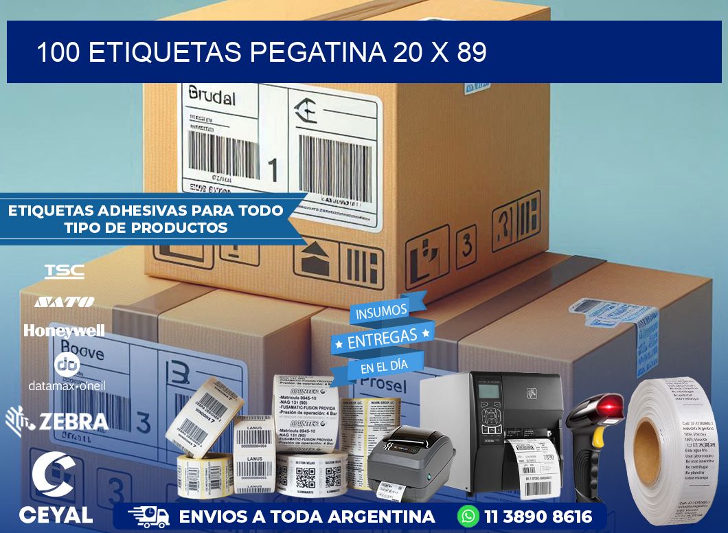 100 ETIQUETAS PEGATINA 20 x 89