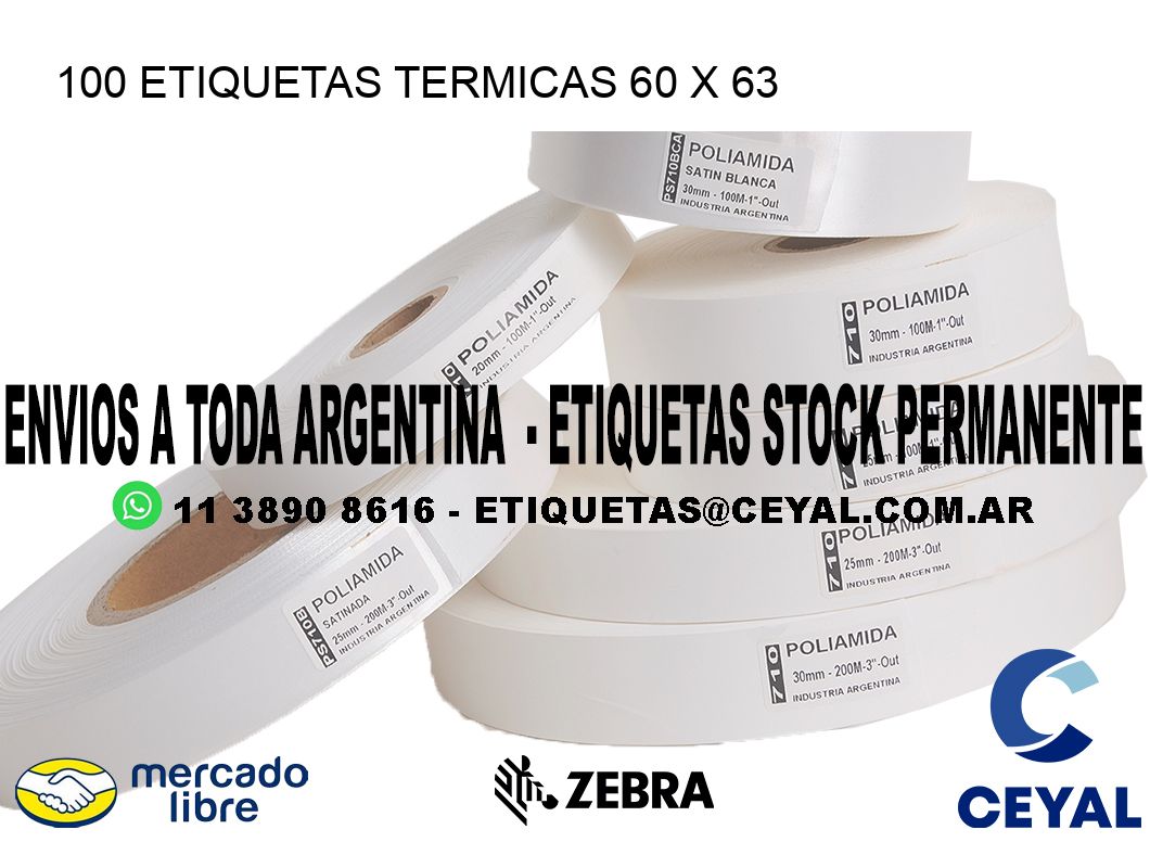 100 ETIQUETAS TERMICAS 60 x 63