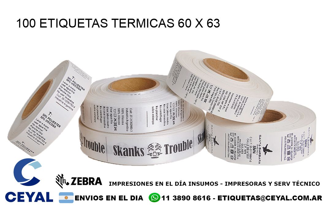 100 ETIQUETAS TERMICAS 60 x 63