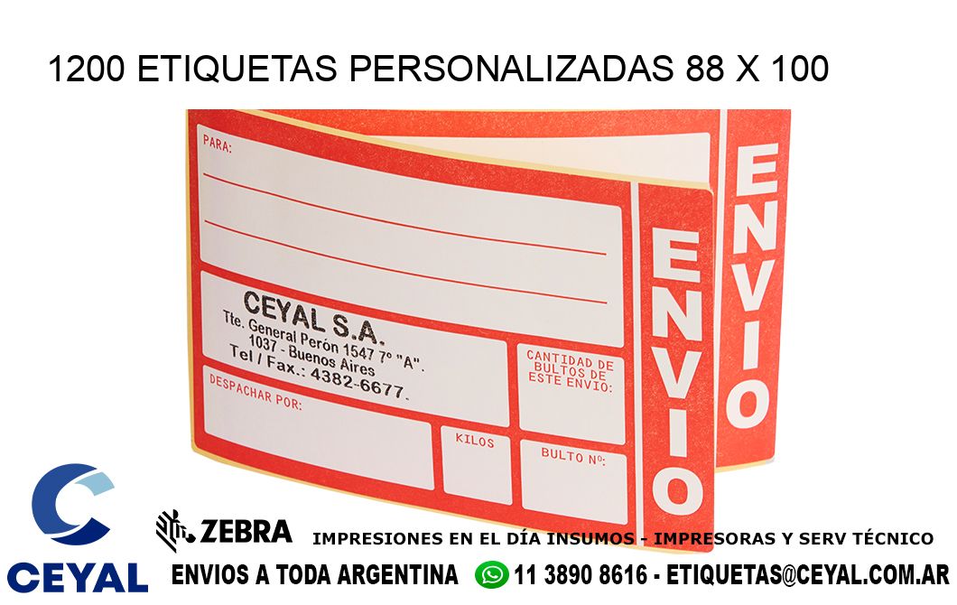 1200 ETIQUETAS PERSONALIZADAS 88 x 100