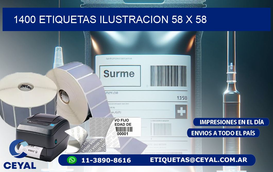 1400 ETIQUETAS ILUSTRACION 58 x 58