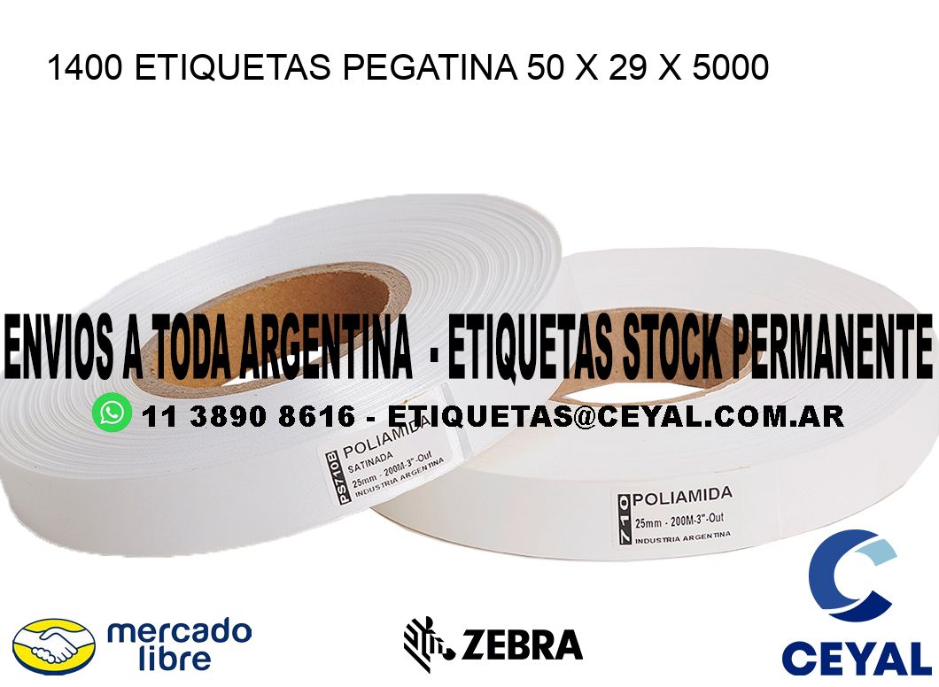 1400 ETIQUETAS PEGATINA 50 x 29 x 5000