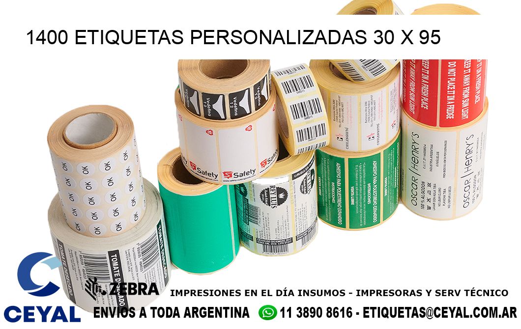 1400 ETIQUETAS PERSONALIZADAS 30 x 95