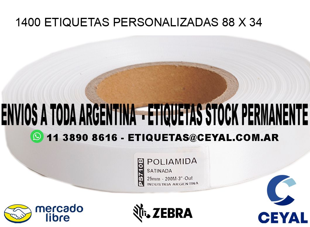 1400 ETIQUETAS PERSONALIZADAS 88 x 34