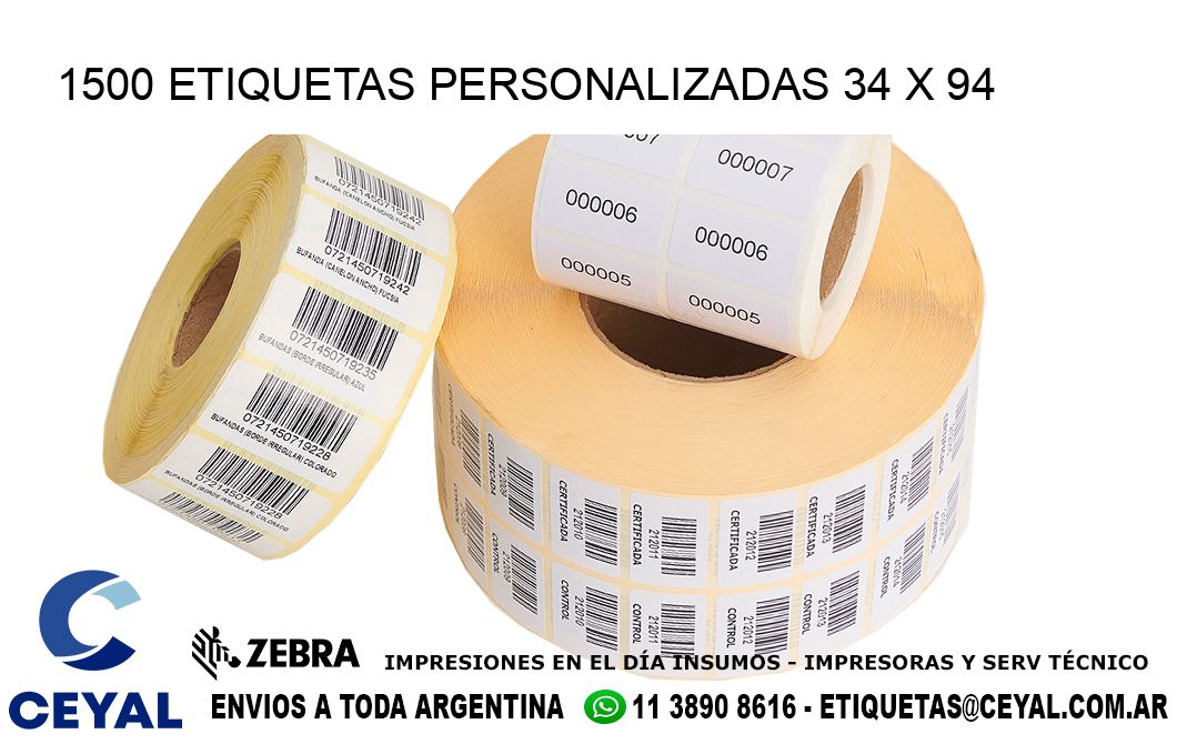 1500 ETIQUETAS PERSONALIZADAS 34 x 94