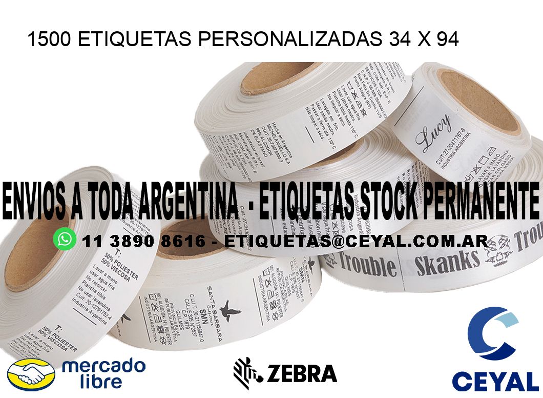 1500 ETIQUETAS PERSONALIZADAS 34 x 94