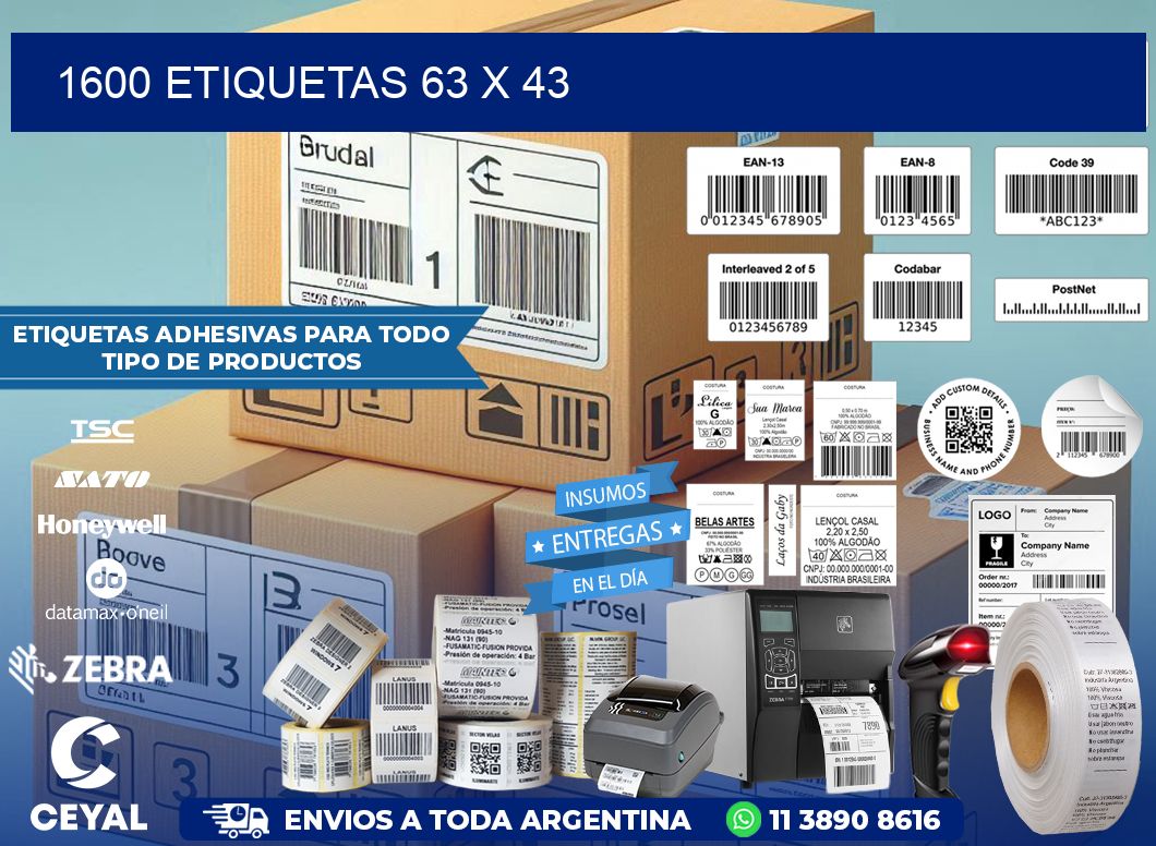 1600 ETIQUETAS 63 x 43