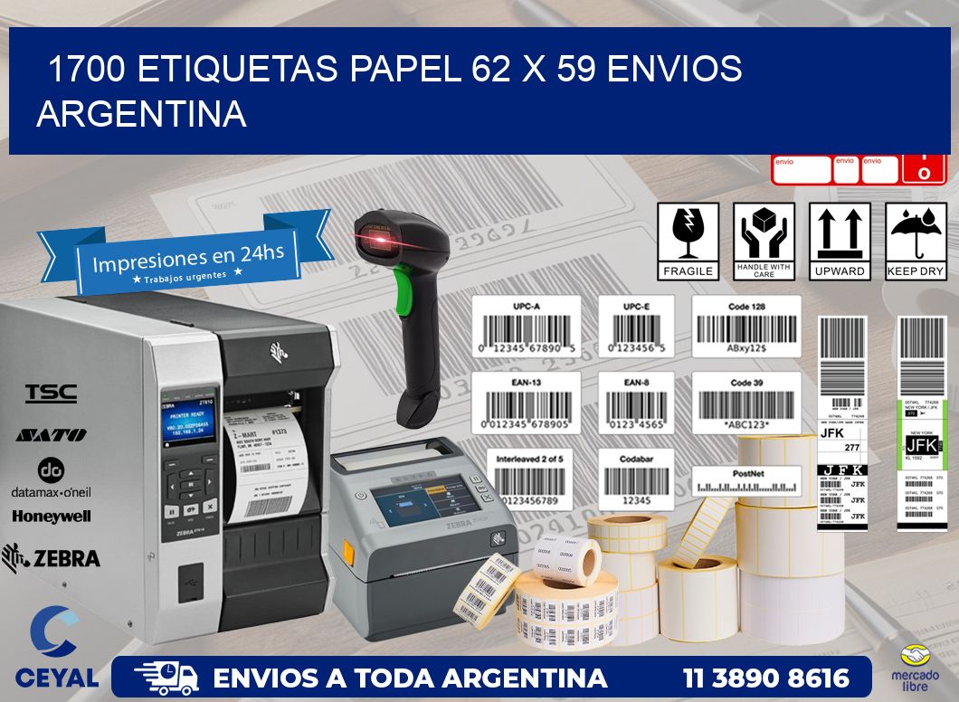 1700 ETIQUETAS PAPEL 62 x 59 ENVIOS ARGENTINA