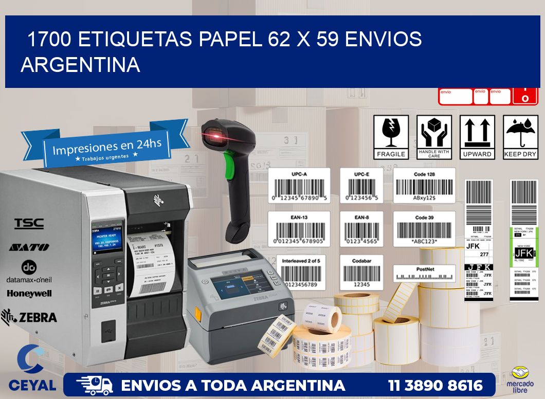 1700 ETIQUETAS PAPEL 62 x 59 ENVIOS ARGENTINA