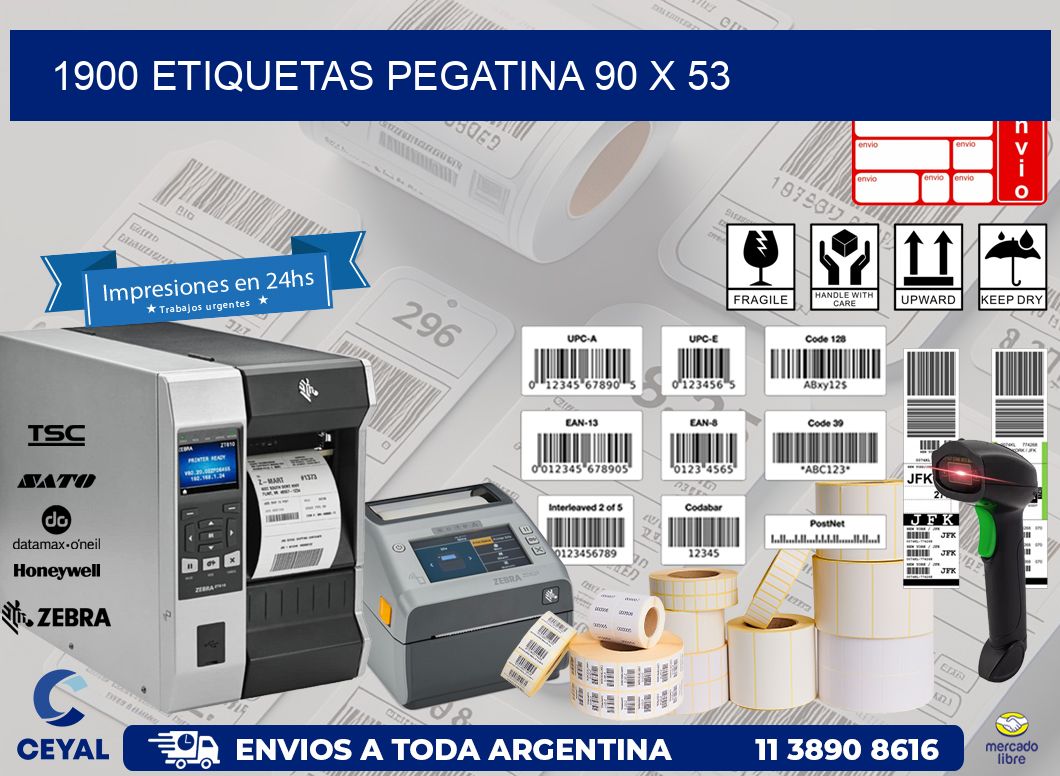 1900 ETIQUETAS PEGATINA 90 x 53