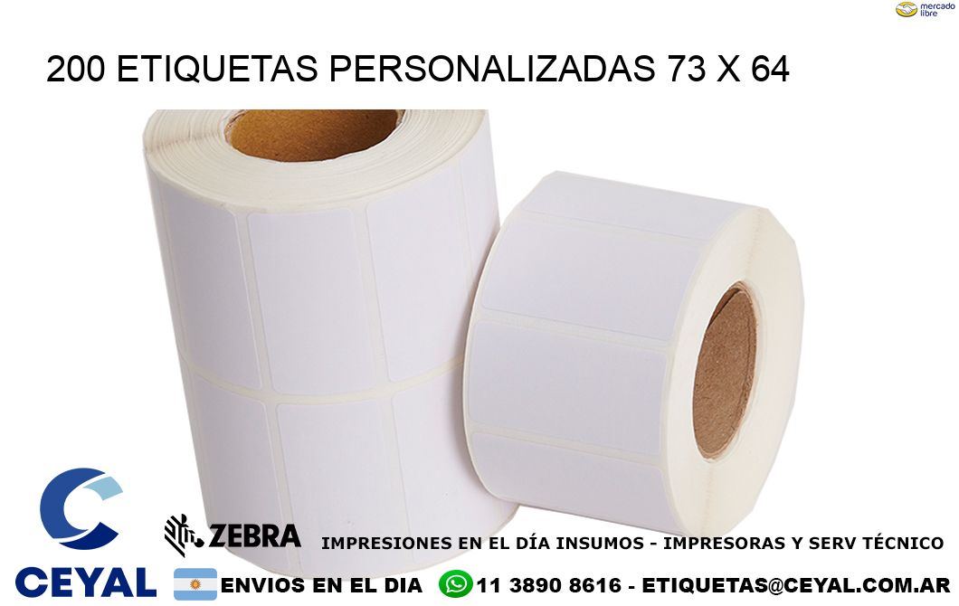 200 ETIQUETAS PERSONALIZADAS 73 x 64