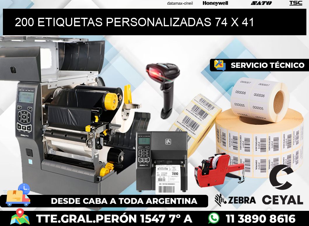 200 ETIQUETAS PERSONALIZADAS 74 x 41