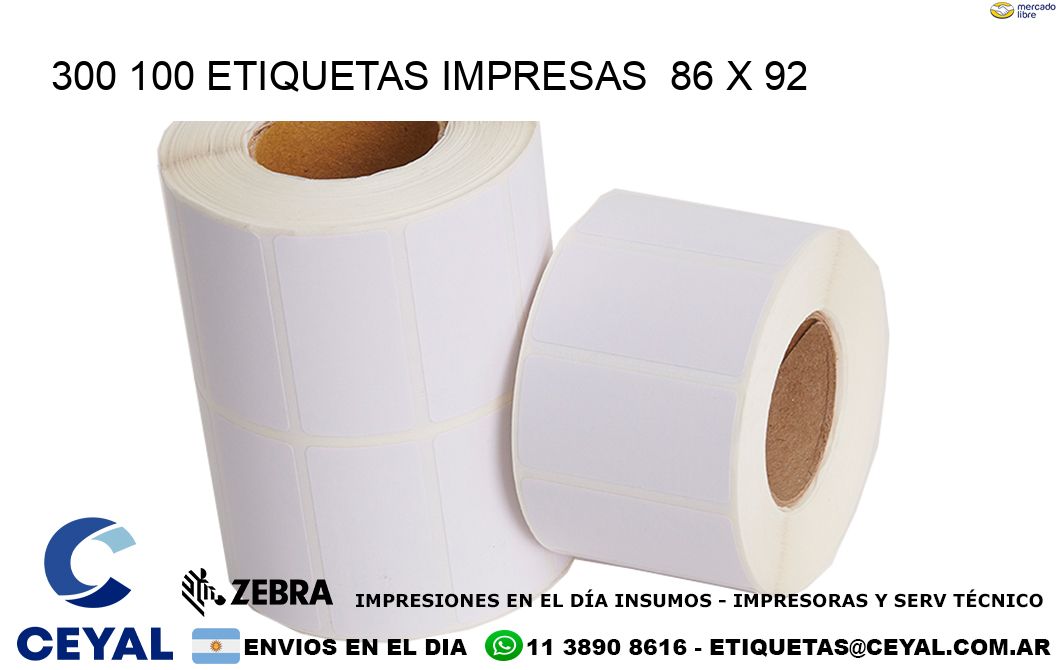 300 100 ETIQUETAS IMPRESAS  86 x 92