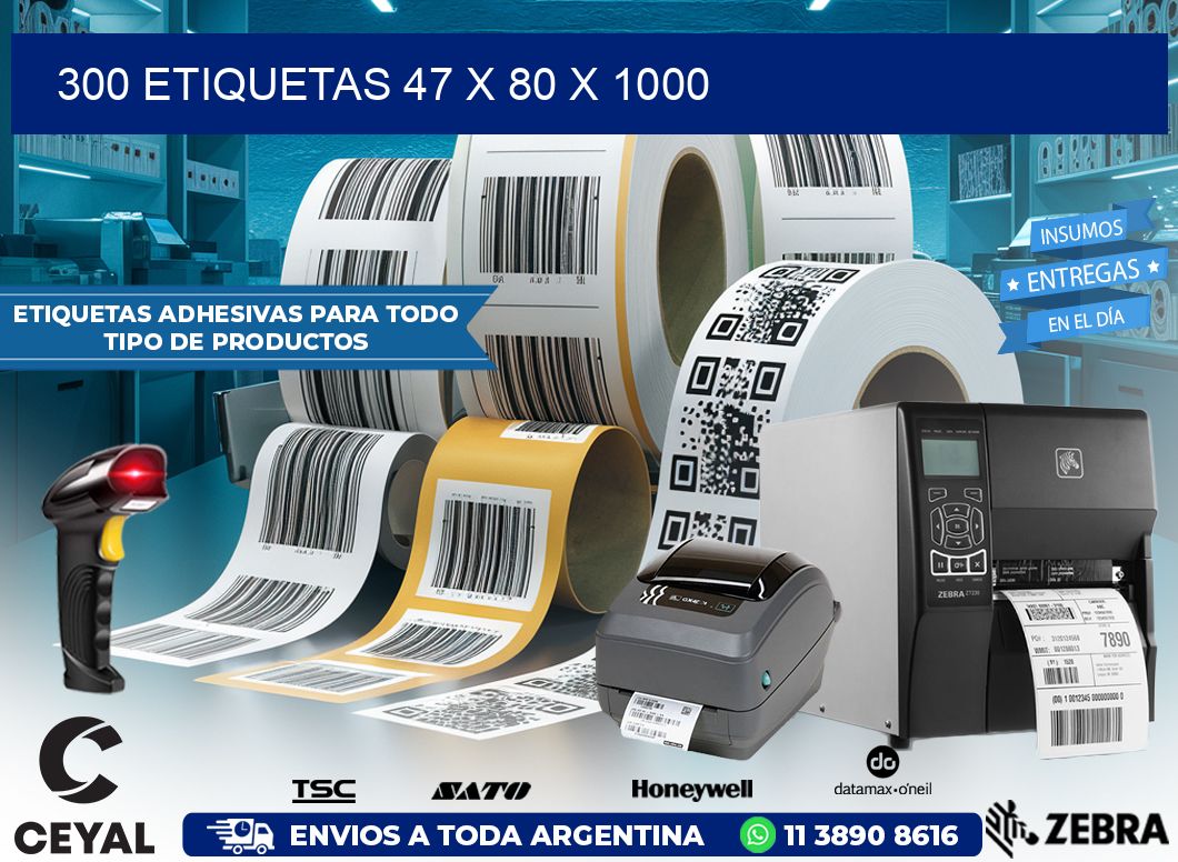 300 ETIQUETAS 47 x 80 x 1000