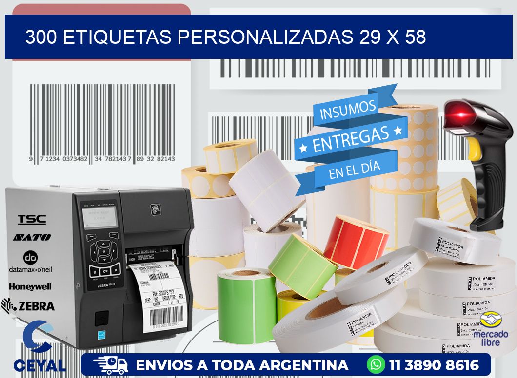 300 ETIQUETAS PERSONALIZADAS 29 x 58